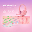 Kit Starter Gamer Combo EG-53 Rosa Evolut RGB Rainbow