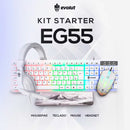 Kit Gamer EG-55 Branco Evolut Teclado Mouse Headset