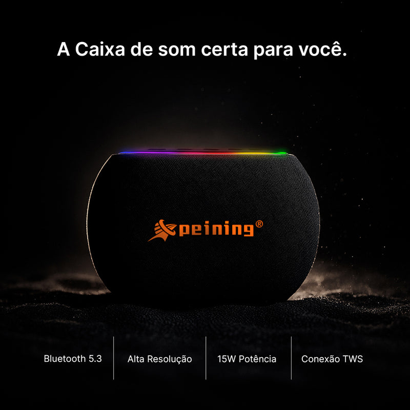 Caixinha de Som Bluetooth 5.3 Peining PEI-S101 TWS 15W RGB