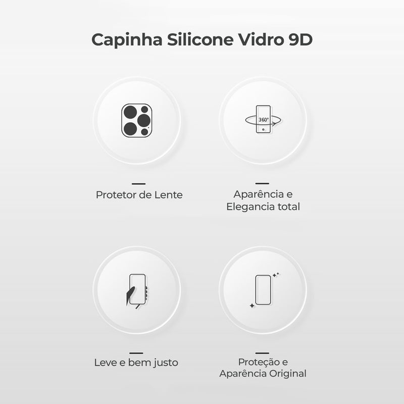 Capinha Celular Para iPhone 13 Silicone Vidro Fosco com Lentes de Safira