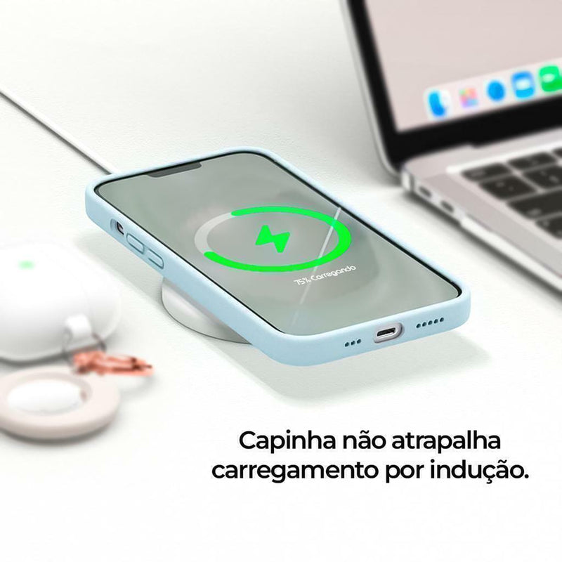 Capinha Celular iPhone 15 Silicone Aveludado com Proteção Câmera