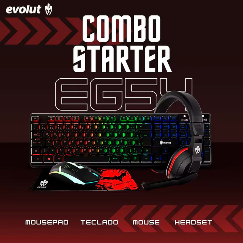 Kit Starter Gamer Combo EG-54 Evolut RGB