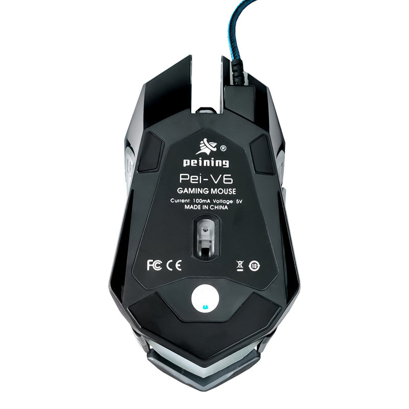 Mouse Gamer E-Sport Peining PEI V6 RGB com fio 6 botões