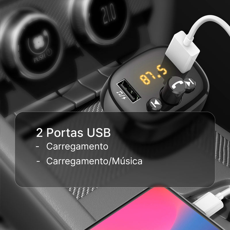 Adaptador Transmissor Veicular FM Bluetooth Peining PEICA211