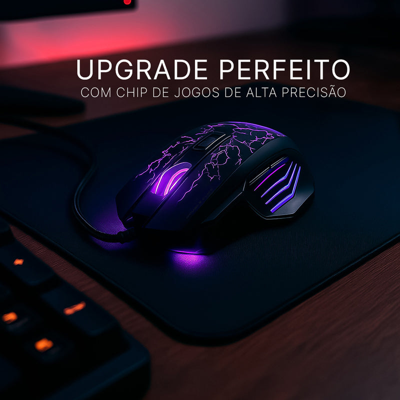 Mouse Gamer E-Sport Peining PEI A7 RGB com fio 7 botões