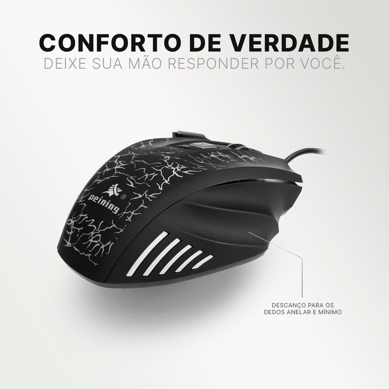 Mouse Gamer E-Sport Peining PEI A7 RGB com fio 7 botões