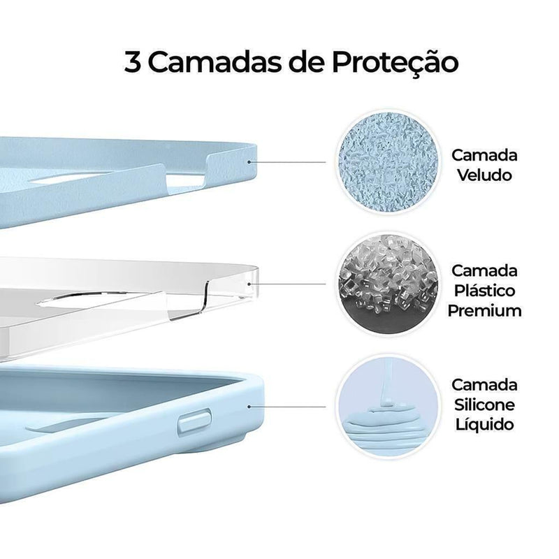Capinha Celular iPhone 15 Silicone Aveludado com Proteção Câmera