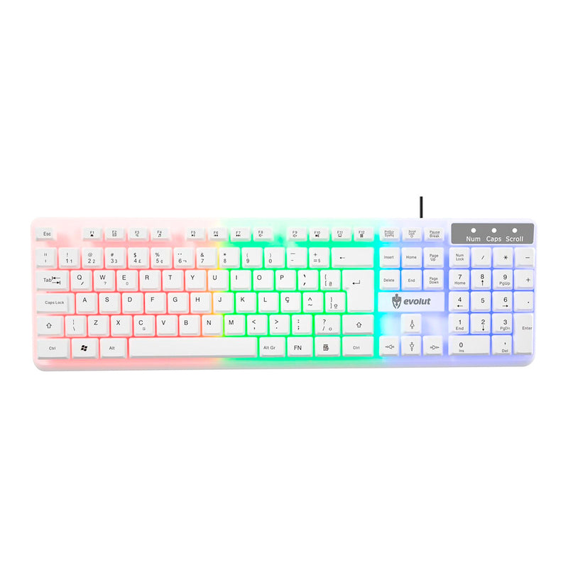 Kit Gamer EG-55 Branco Evolut Teclado Mouse Headset