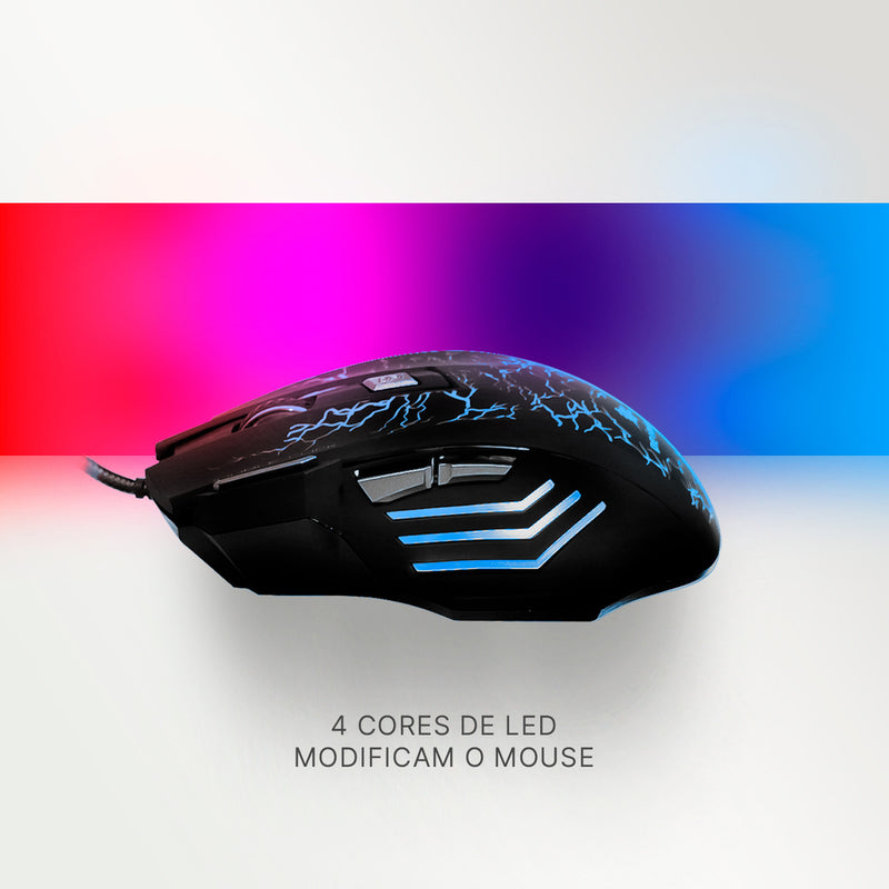 Mouse Gamer E-Sport Peining PEI A7 RGB com fio 7 botões