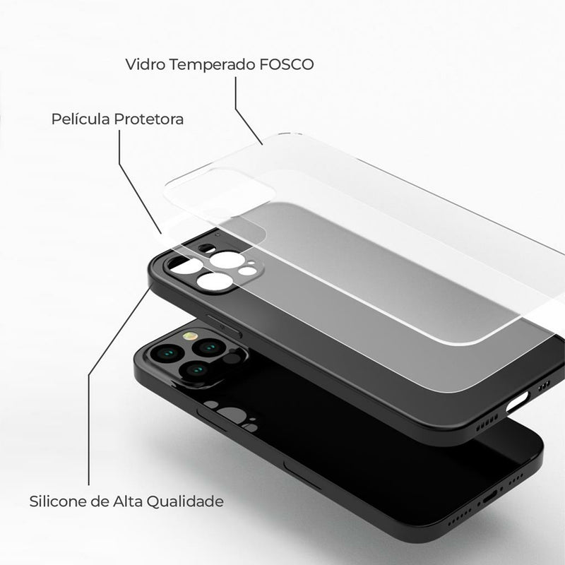 Capinha Celular Para iPhone 13 Silicone Vidro Fosco com Lentes de Safira