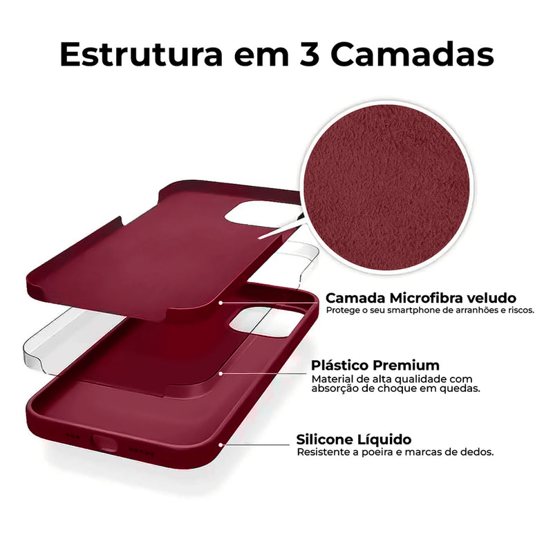 Capinha Celular iPhone 12 Silicone Aveludado com Proteção Câmera