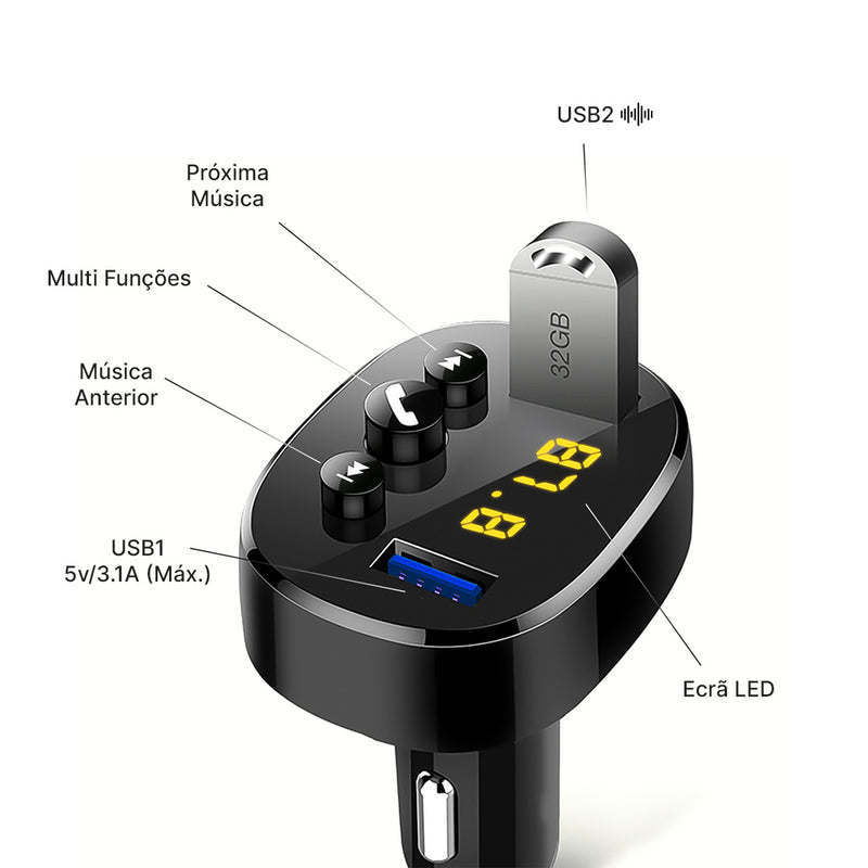 Adaptador Transmissor Veicular FM Bluetooth Peining PEICA211