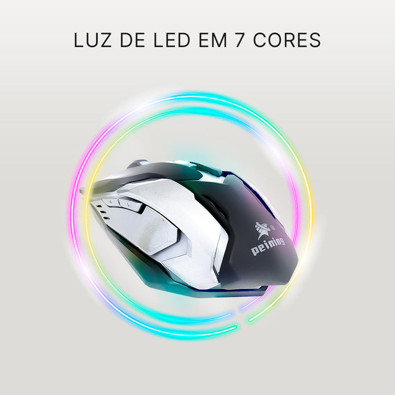 Mouse Gamer E-Sport Peining PEI V6 RGB com fio 6 botões
