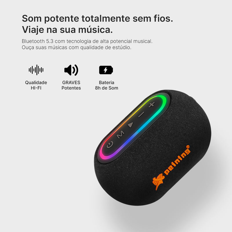 Caixinha de Som Bluetooth 5.3 Peining PEI-S101 TWS 15W RGB