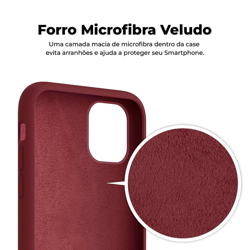 Capinha Celular iPhone 12 Silicone Aveludado com Proteção Câmera