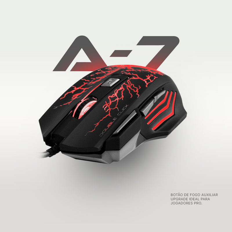 Mouse Gamer E-Sport Peining PEI A7 RGB com fio 7 botões
