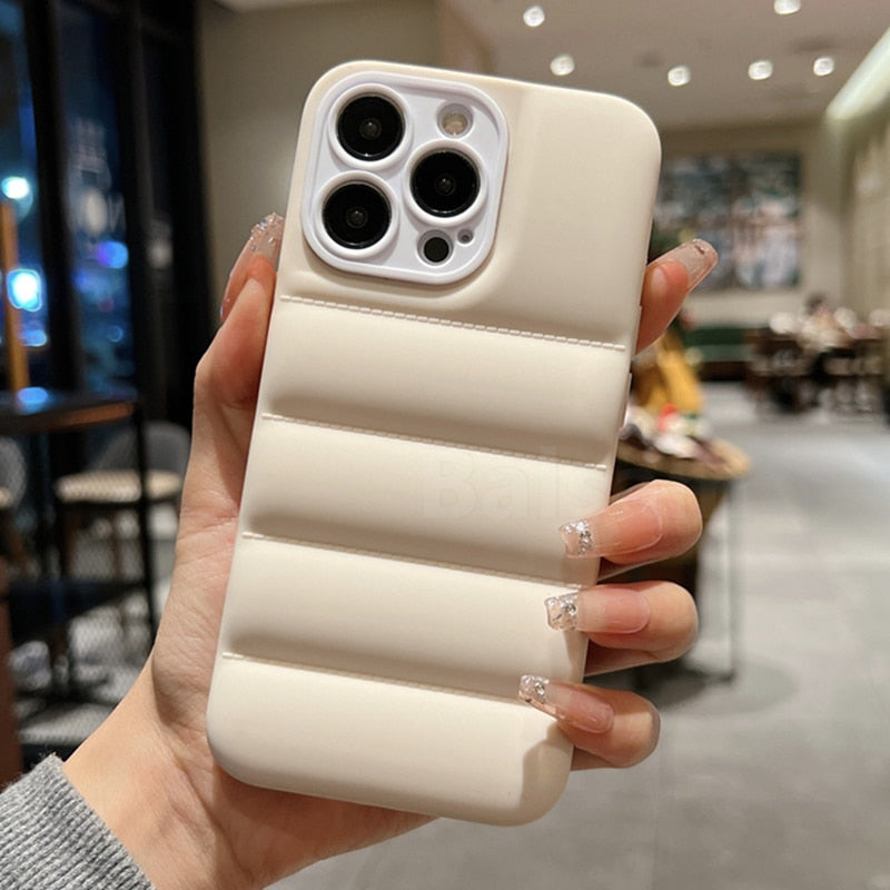 Case iPhone Luxo Puffer - Protetor de Câmera Branco