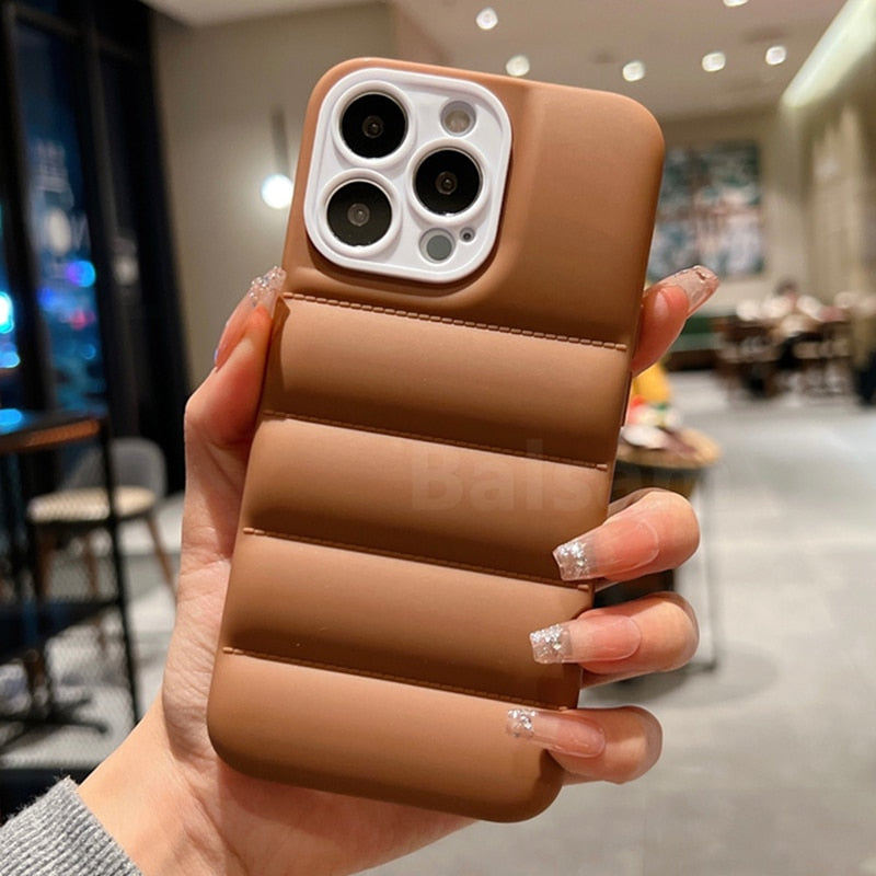 Case iPhone Luxo Puffer - Protetor de Câmera Branco
