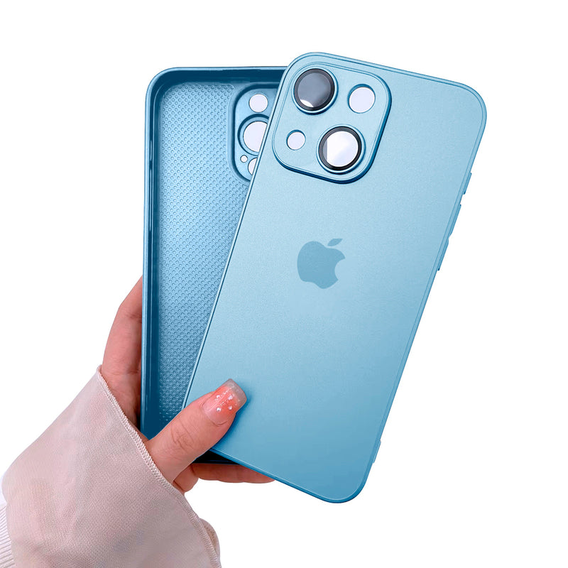 Capinha Celular Para iPhone 13 Silicone Vidro Fosco com Lentes de Safira