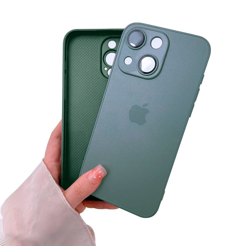 Capinha Celular Para iPhone 13 Silicone Vidro Fosco com Lentes de Safira