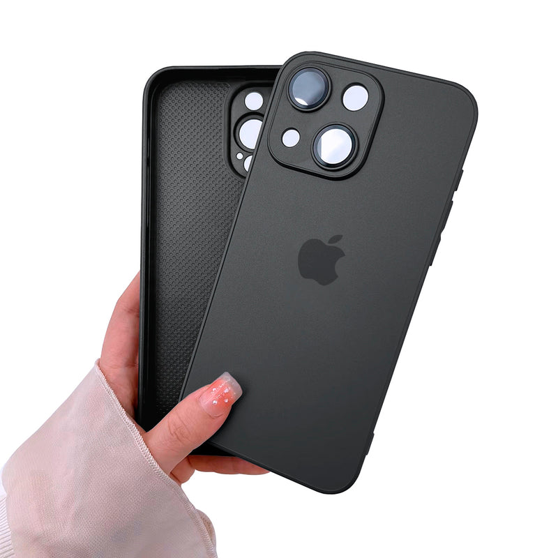 Capinha Celular Para iPhone 13 Silicone Vidro Fosco com Lentes de Safira