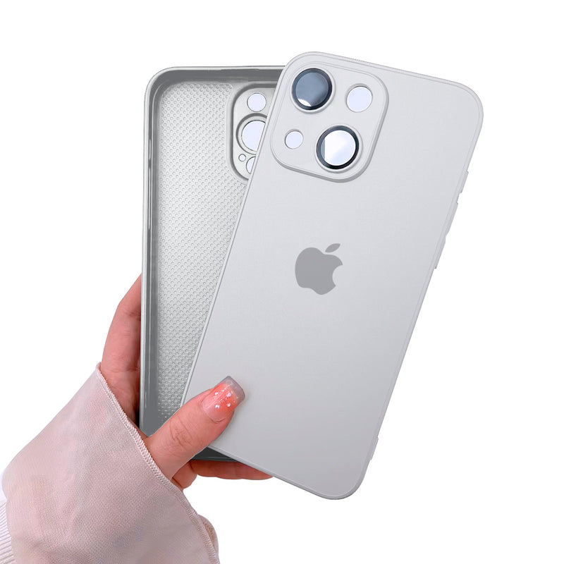 Capinha Celular Para iPhone 13 Silicone Vidro Fosco com Lentes de Safira